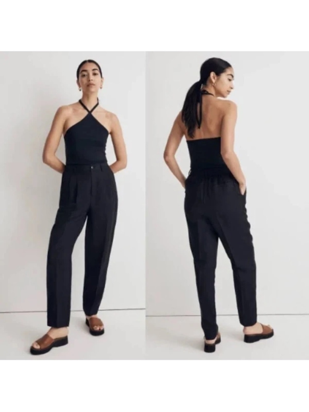 Madewell The Tailored Tapered Pant in Linen-Blend High Rise Ankle NL472 Size 14